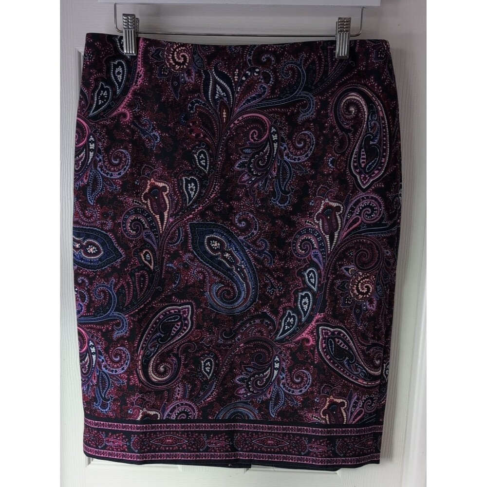 Talbots Paisley Pencil Skirt in Purple and Pink Tones Size 6